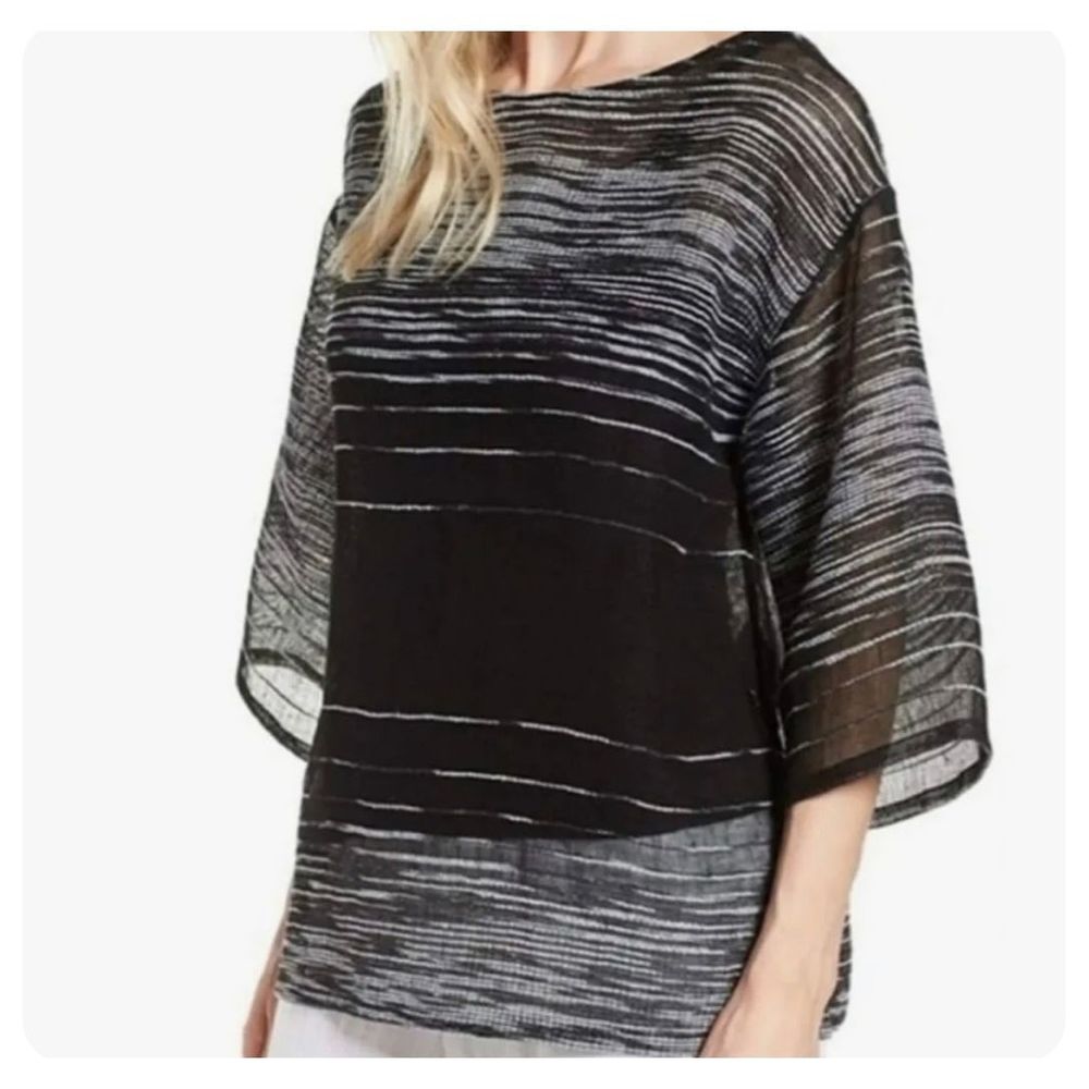 NWOT Eileen Fisher Linen Blend Illusion Mesh Tunic Size S